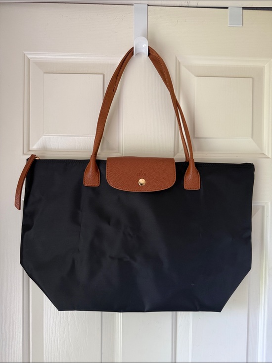 Likkie Handbags - FAKE LONGCHAMP LIKE NYLON TOTE WITH FABRIC HANDLES/ EXPANDED BOTTOM